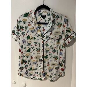 Kate Spade Gardening Print Short Sleeve Pajama Top White/Multi Size‎ Small